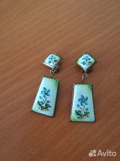 Серьги, клипсы ссср, финифть