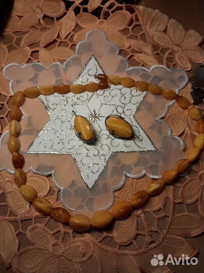 Янтарь СССР бусы и серьги