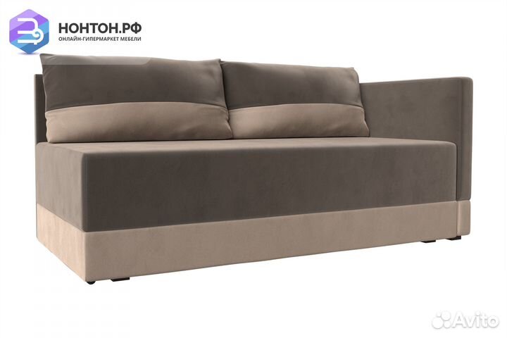 Кушетка еврокнижка Никас коричневая / бежевая