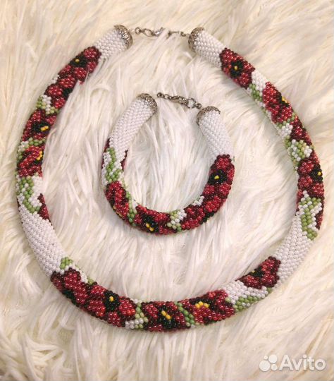 Украшение из бисера Комплект жгут-колье и браслет