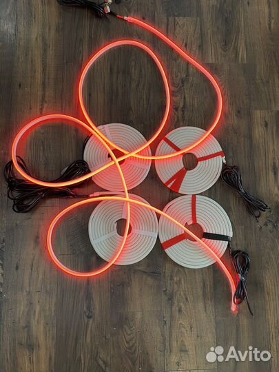 Лед лента гибкий неон 12в уличная красная