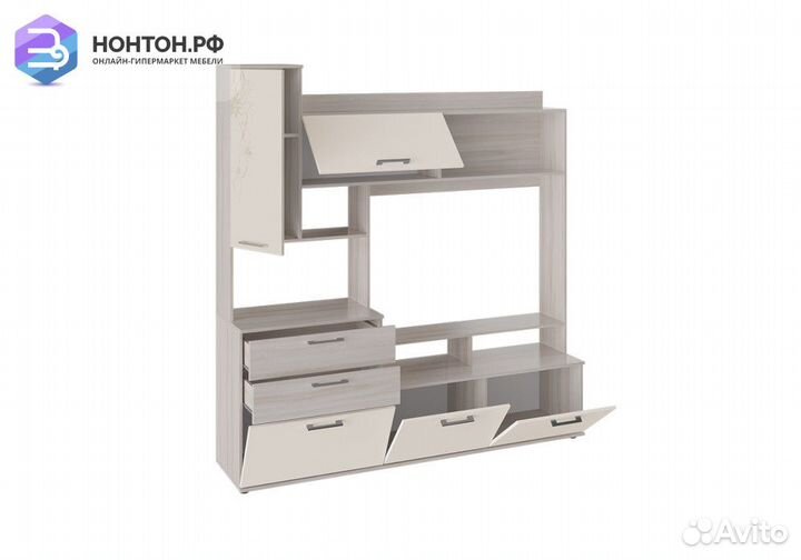 Стенка Марта ясень шимо / сатин матовый с рисунком