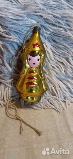 Елочная игрушка СССР буденовец стеклянная