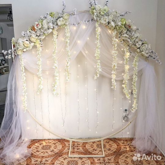 Фотозона с цветами арка свадебная круг с цветами