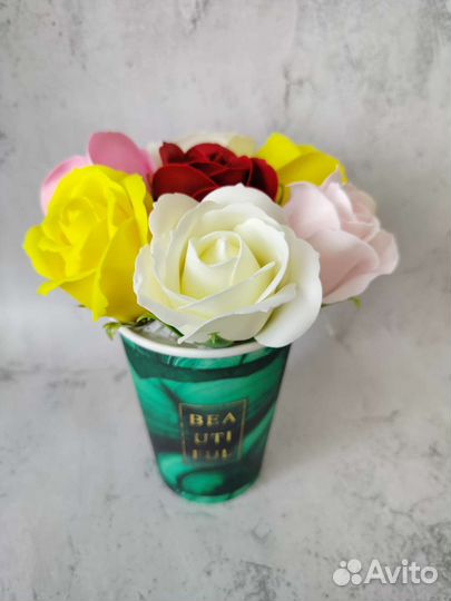 Букет учителю, 1 сентября цветы из мыла, розы