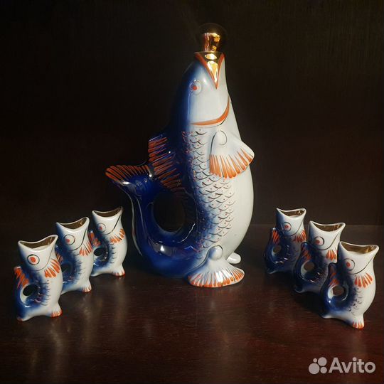 Набор Графин, штоф Рыба и 6 рюмок