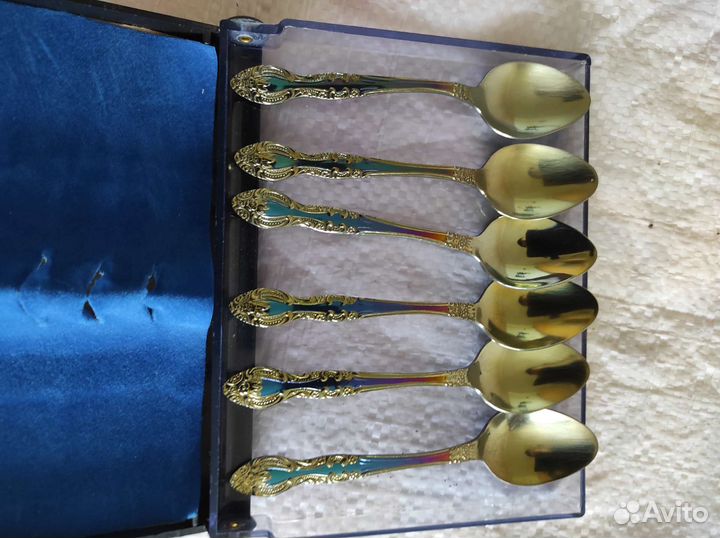 Набор 6 шт,новых чайных ложек в коробочке.Мельхиор