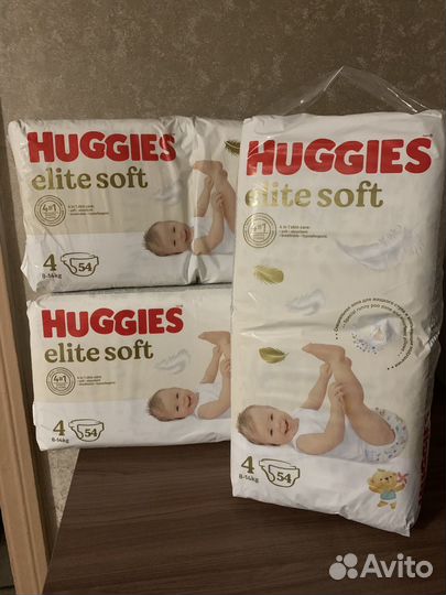 Подгузники Huggies elite soft 4 8-14кг. 54шт