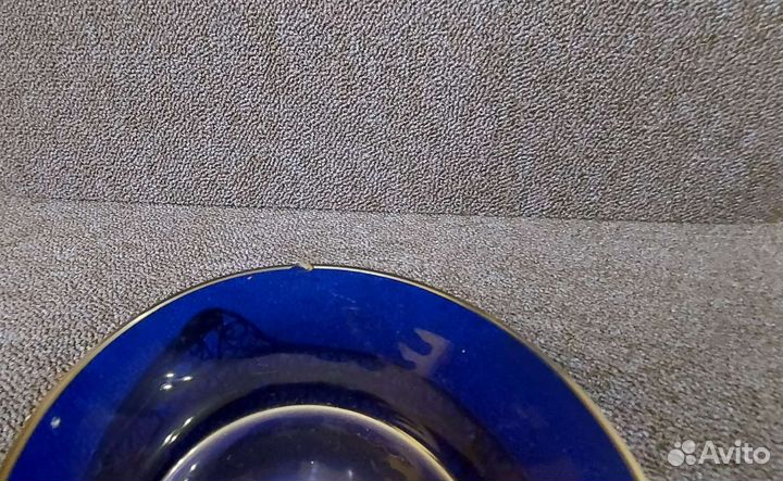 Конфетница кобальтовое стекло мельхиор СССР