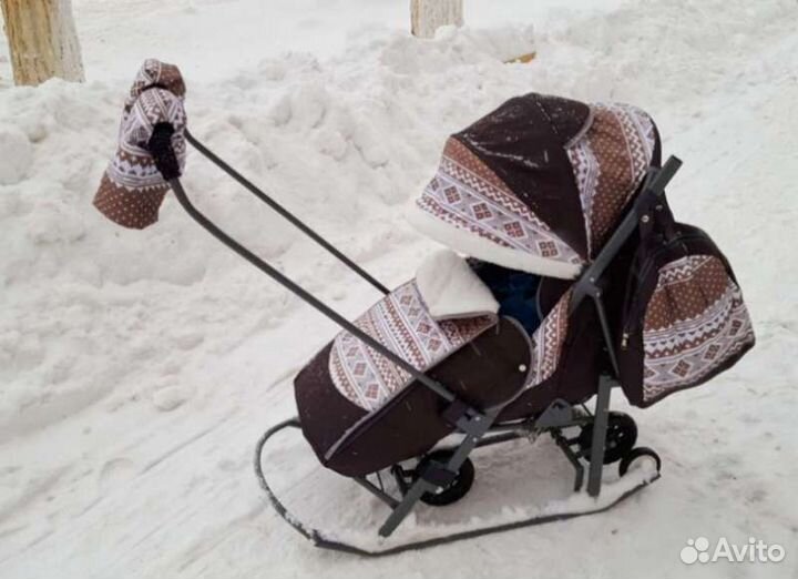 Детские санки коляска с колесами