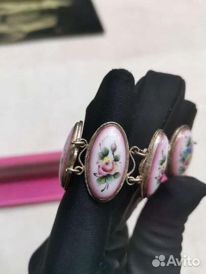 Браслет бижутерия СССР Эмаль Финифть и скань (Ч)