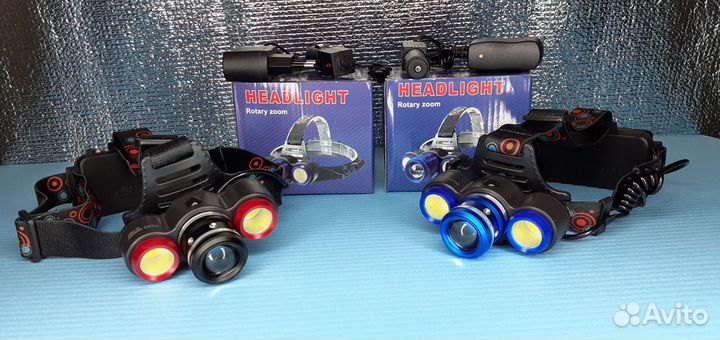 Налобный тройной фонарь с Zoom Rotary 4 режима