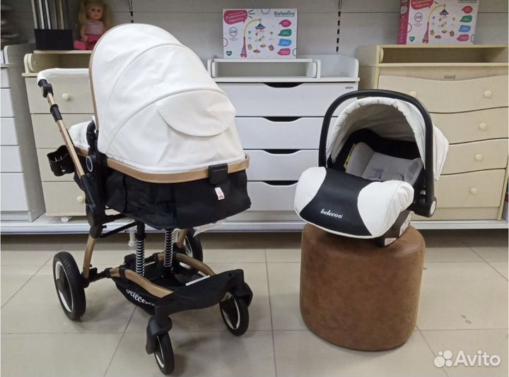Коляска трансформер 3 в 1 belecco x6 белая