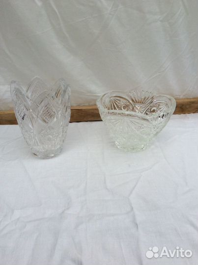 Хрустальные вазы стопки стаканы СССР б/у