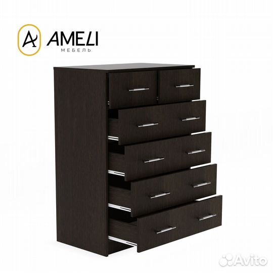 Комод 6 ящиков, премьер 80х100 см, Венге