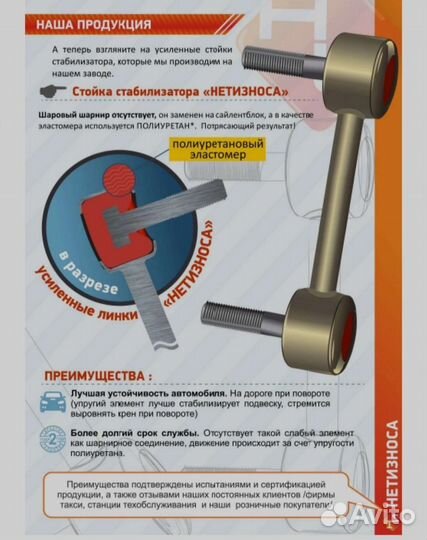 Стойка стабилизатора полиуретан поло рапид
