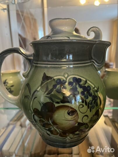 Керамический кувшин, 4 крушки набор