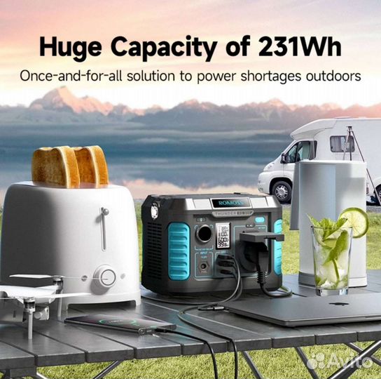 Походный повербанк 300w Romoss акб 62400mAh 220в