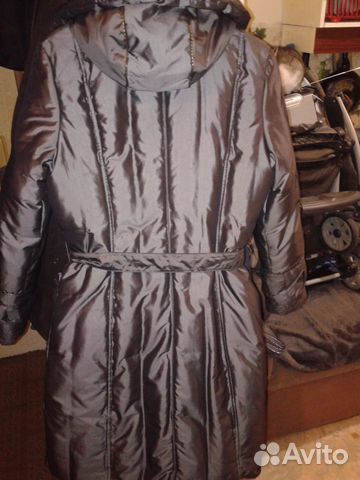 Тёплый р.48-50/XL перламутровый пуховик-пальто