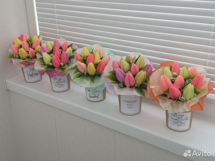 Букет тюльпанов из мыла к 8 марта