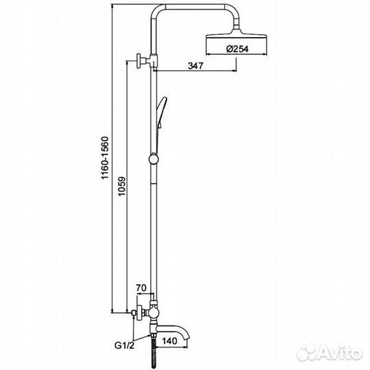 Душевая стойка термостатом Frap F24006-6 черная/хр