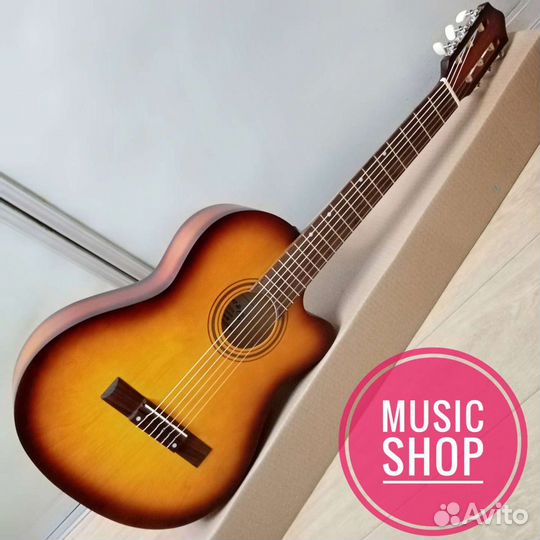 Гитара новая акустическая широкий гриф