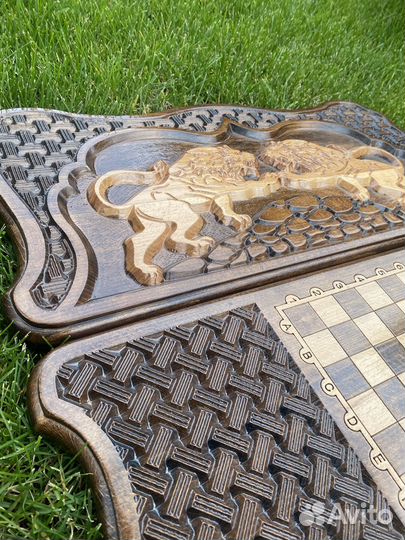 Нарды резные лев ручная работа