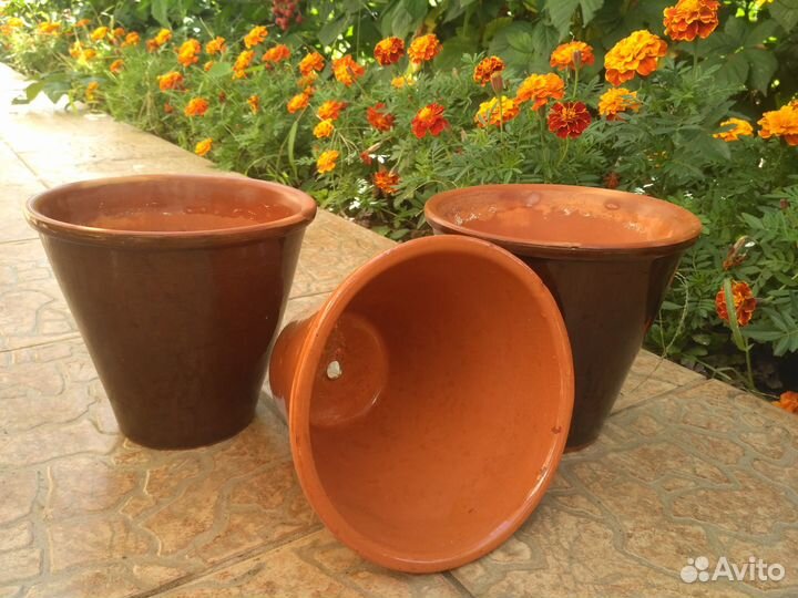 Глиняные цветочные горшки