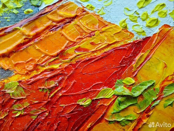 Морской пейзаж Город у моря Средиземноморье маслом