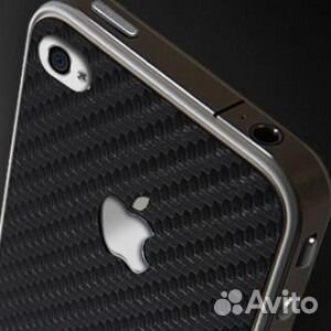Задняя крышка для iPhone 4S текстура (Карбон Черны