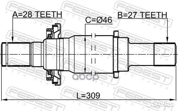 Полуось правая 27X309X28 0412NA4rhkit Febest