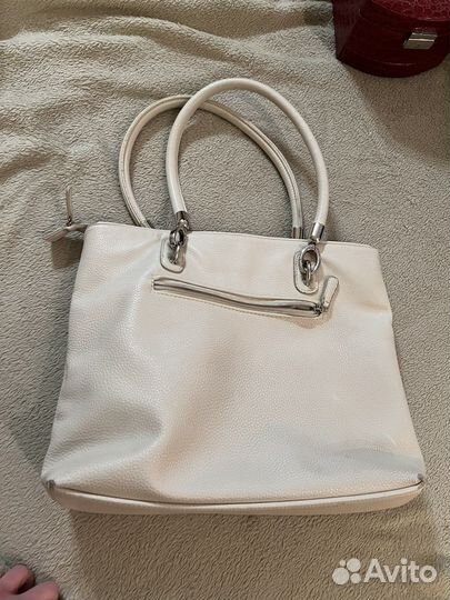 Сумка кожаная белая