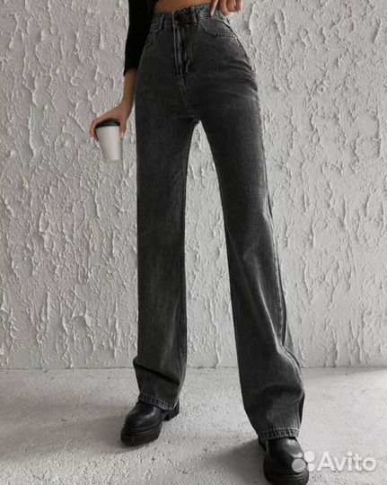 Джинсы женские с высокой посадкой клеш