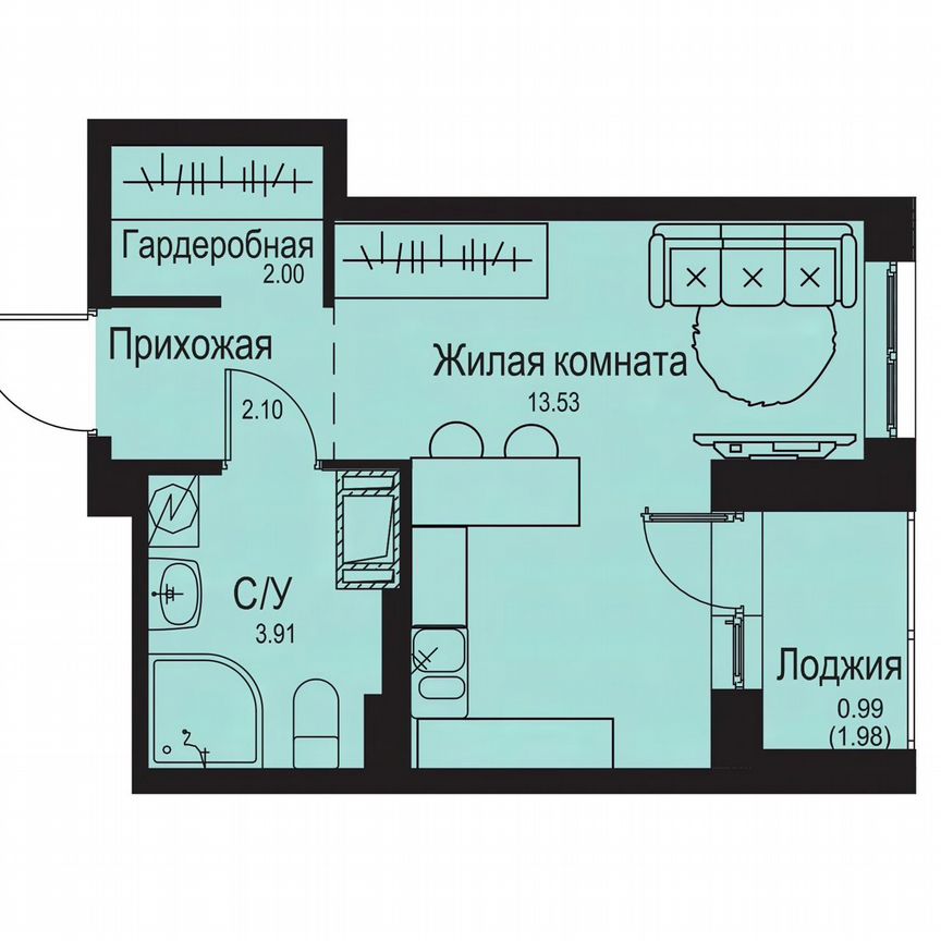 Квартира-студия, 22,5 м², 7/9 эт.