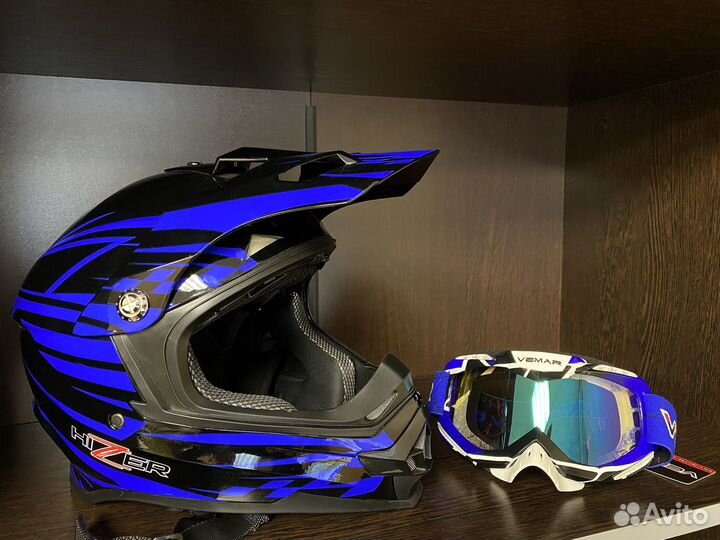 Новый шлем мотоциклетный Hizer с очками Vemar