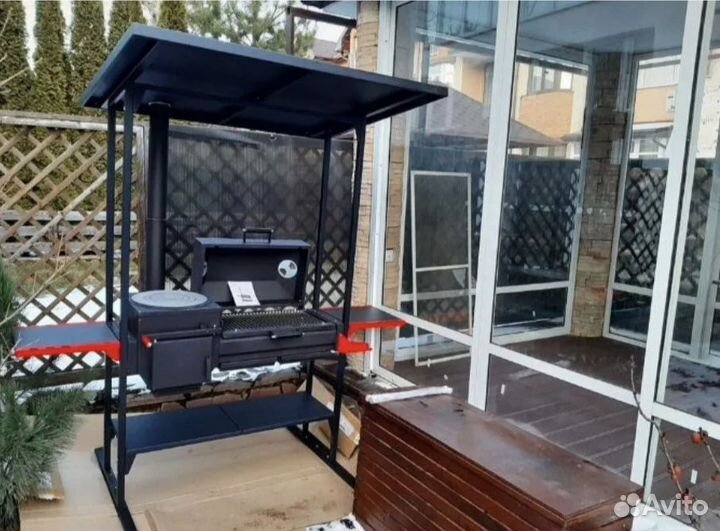 Барбекю комплекс:мангал с крышей печь гриль смокер