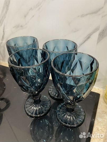 Бокалы стаканы 4 шт синие