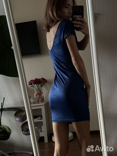 Облегающее платье синего цвета S/M