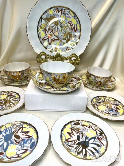 Набор пять Чайных троек « золотые ромашки» Новые