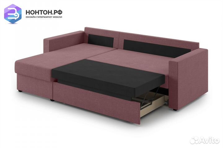 Диван угловой дельфин Торонто розовый