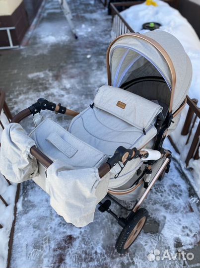Новая коляска трансформер 2 в 1 бежевая