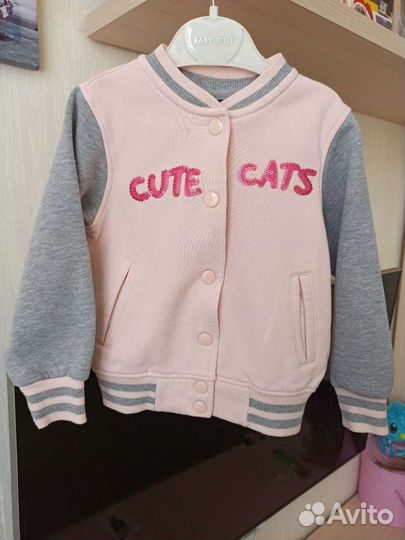 Джинсовая куртка для девочки, бомбер, кофта теплая