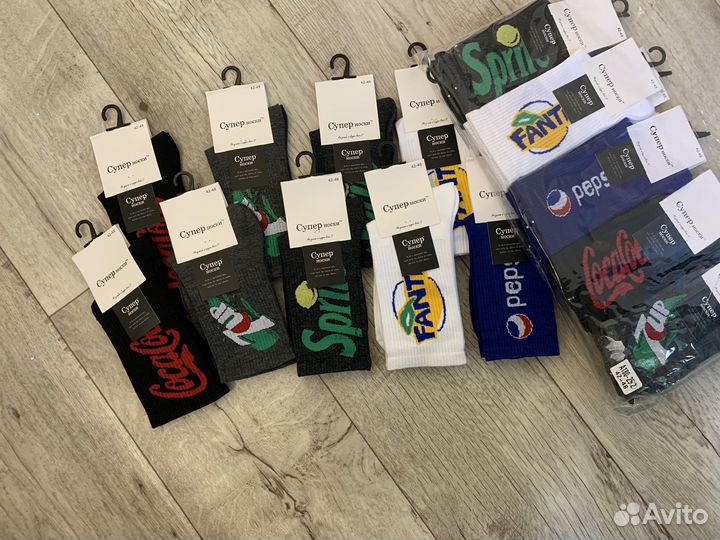 Носки весёлые с ярким принтом напитков мужские