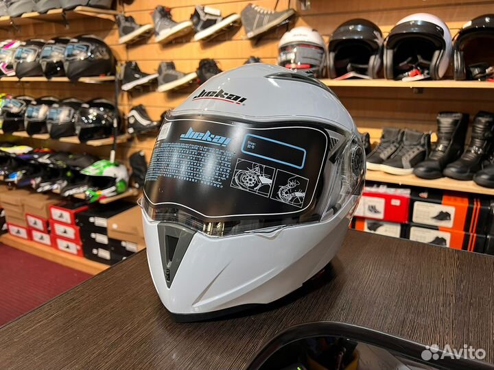 Мото шлем модуляр экипировка белый