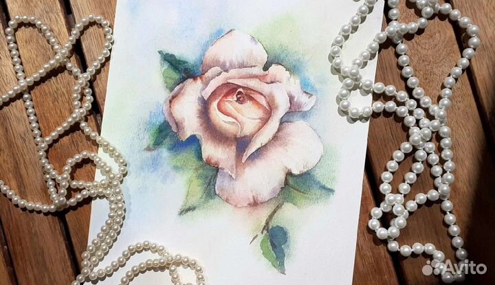 Акварельные розы, картина, постер