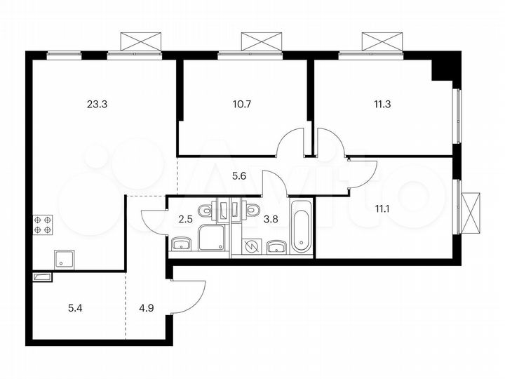 3-к. квартира, 78,6 м², 18/33 эт.