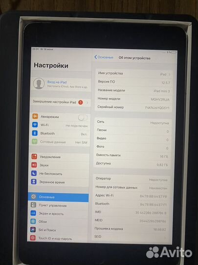 iPad mini 3 cellular 16gb