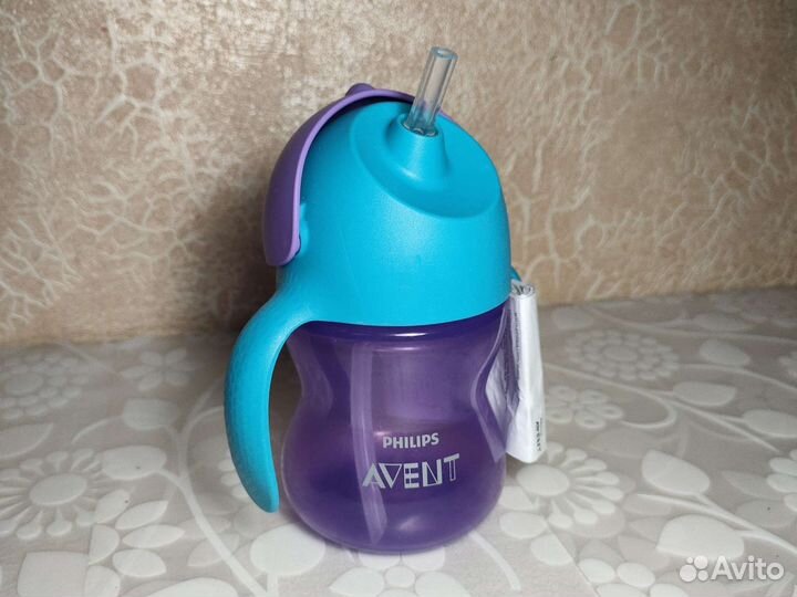 Новый поильник-непроливайка Avent, с трубочкой