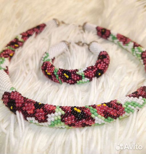 Украшение из бисера Комплект жгут-колье и браслет