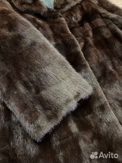 Шуба норковая с воротником апаш коричневая 58 60